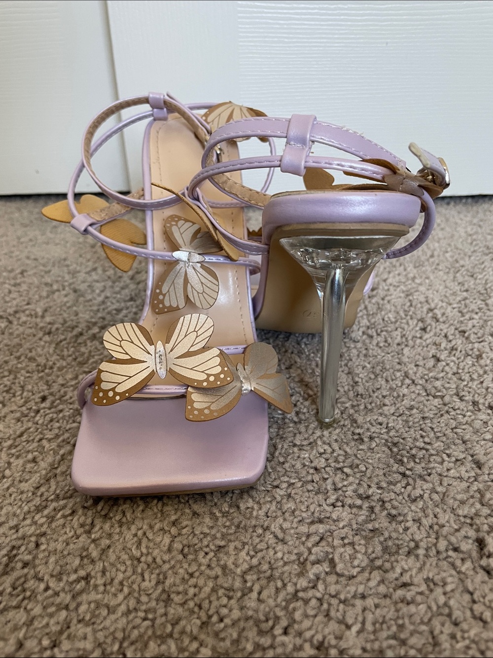 Lilac Butterfly Embellished Women's Heels - Picture 3 of 6